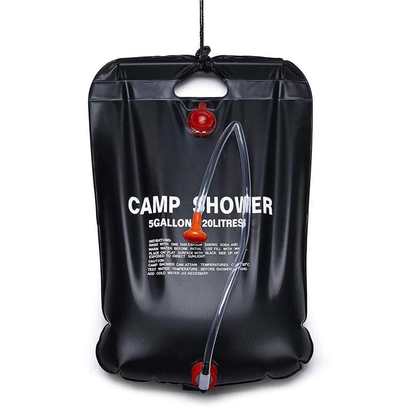 Solar Camp Shower Bag 20L Energy Heated Outdoor Portable Bathing For Travel Hiking Climbing Black