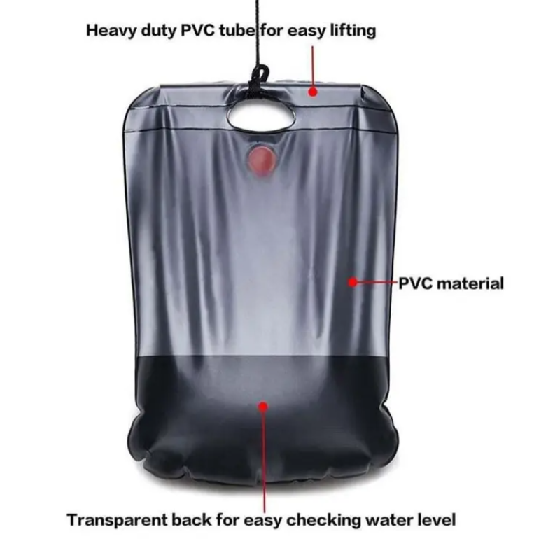 Solar Camp Shower Bag 20L Energy Heated Outdoor Portable Bathing For Travel Hiking Climbing Black