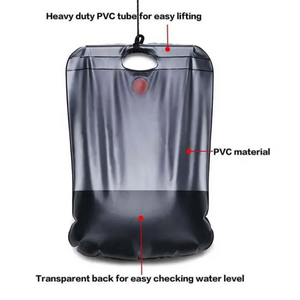 Solar Camp Shower Bag 20L Energy Heated Outdoor Portable Bathing For Travel Hiking Climbing Black