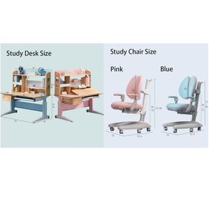 Generic Solid Rubber Wood Height Adjustable Children Kids Ergonomic Blue Study Desk Chair Set 120Cm Au
