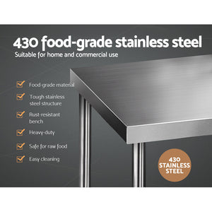 Cefito 1829 X 762Mm Commercial Stainless Steel Kitchen Bench