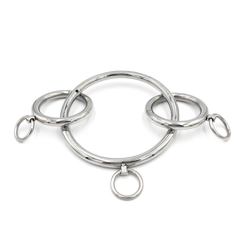 House Of Dasein Stainless Steel Bdsm Handcuffs Ankle Cuffs Collar Metal Bondage Restraints Kit