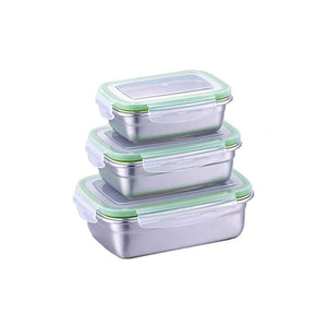 Lunch Boxes Bags Silver And Green Stainless Steel