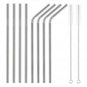 Stainless Steel Metal Straws Reusable For Tumblers Rumbler Beverage Silver