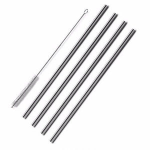 Stainless Steel Metal Straws Reusable For Tumblers Rumbler Beverage Silver