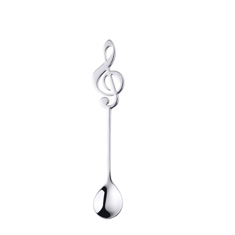 Stainless Steel Tea Coffee Spoon Music Theme Dessert Scoop For Ice Cream Fruit Juice Cake Party Creative Dinnerware