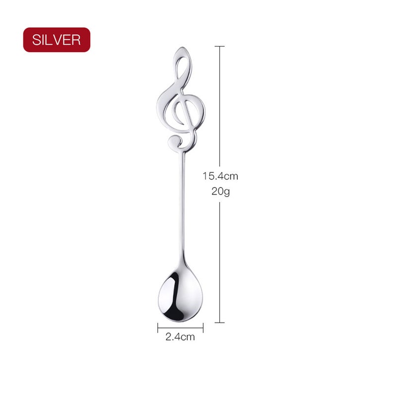 Stainless Steel Tea Coffee Spoon Music Theme Dessert Scoop For Ice Cream Fruit Juice Cake Party Creative Dinnerware