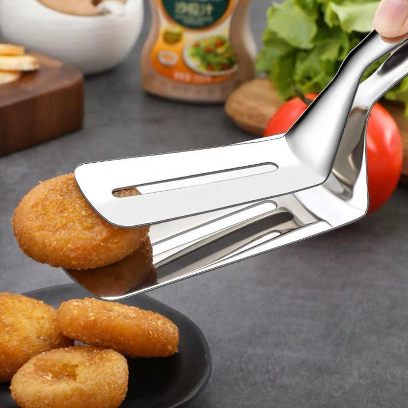 Stainless Steel Frying Clamp Pizza Steak Spatula Clip Kitchen Tools