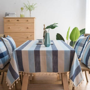 Stripe Waterproof Kitchen Table Cloth Tablecloth Rectangular Tablecloths Dining Cover 60 X 60Cm