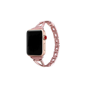 Stylish Metal X Shaped Shiny Watch With Steel Strap For Apple Iwatch 5 4 3 2 1