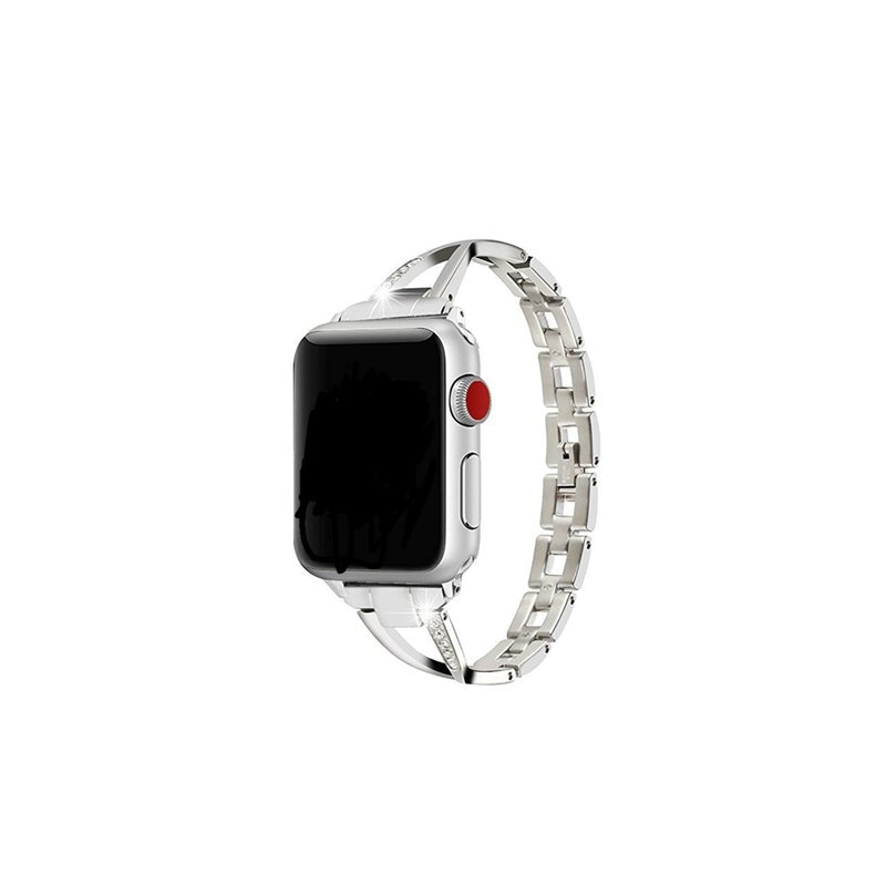 Stylish Metal X Shaped Shiny Watch With Steel Strap For Apple Iwatch 5 4 3 2 1