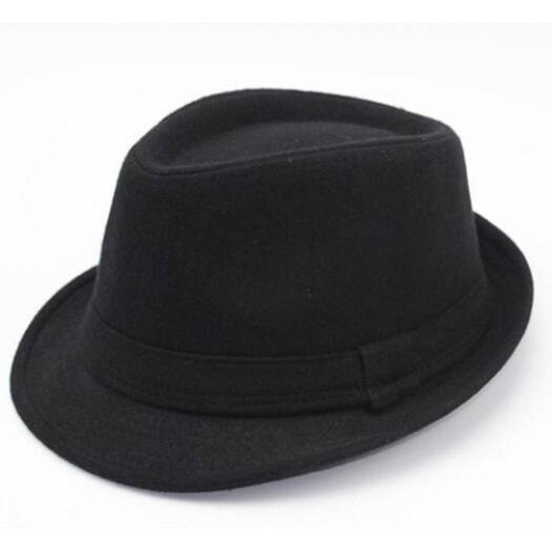 Stylish Simple Solid Color Felt Fedora For Men Black