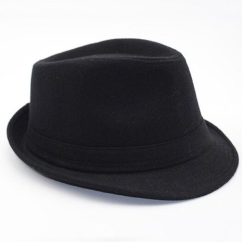 Stylish Simple Solid Color Felt Fedora For Men Black