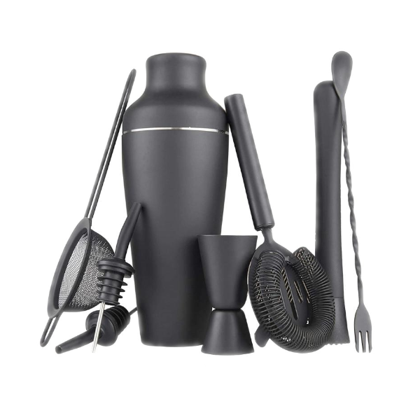 Stylish Matte Black 500Ml Stainless Steel Cocktail Shaker Set