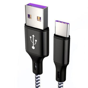 Super Fast Charge 5A Type Braided Charging Cable Purple