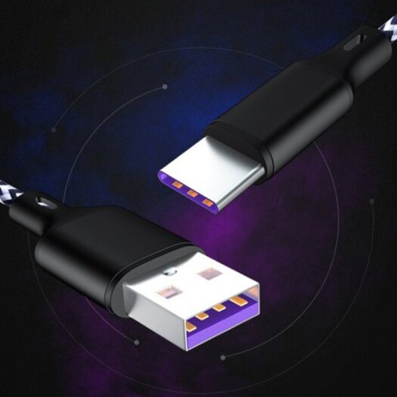 Super Fast Charge 5A Type Braided Charging Cable Purple