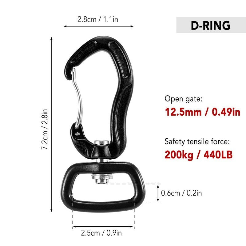 Swivel Carabiner Clip 360U00b0 Spinner Black