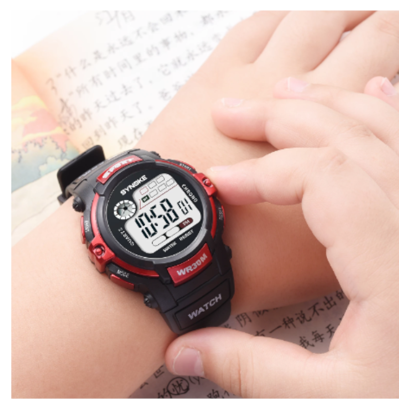 Veile Studios Children Fashion Led Waterproof Sports Watch Red