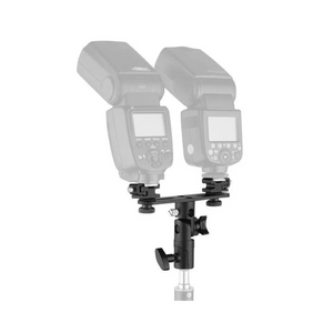 T Shaped Dual Flash Bracket Speedlite Stand Black