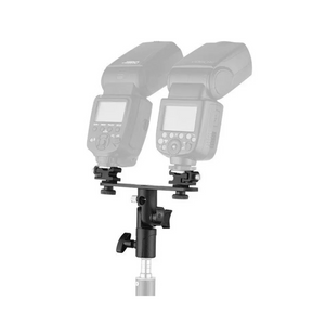 T Shaped Dual Flash Bracket Speedlite Stand Black