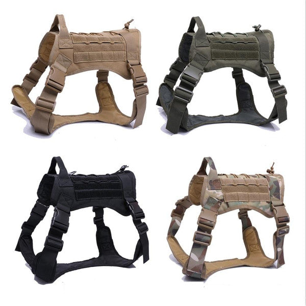 Tactical Dog Harness Vest With Handle And Bungee Leash