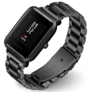 Three Solid Metal Replacement Wristband For Amazfit Bip Graphite Black