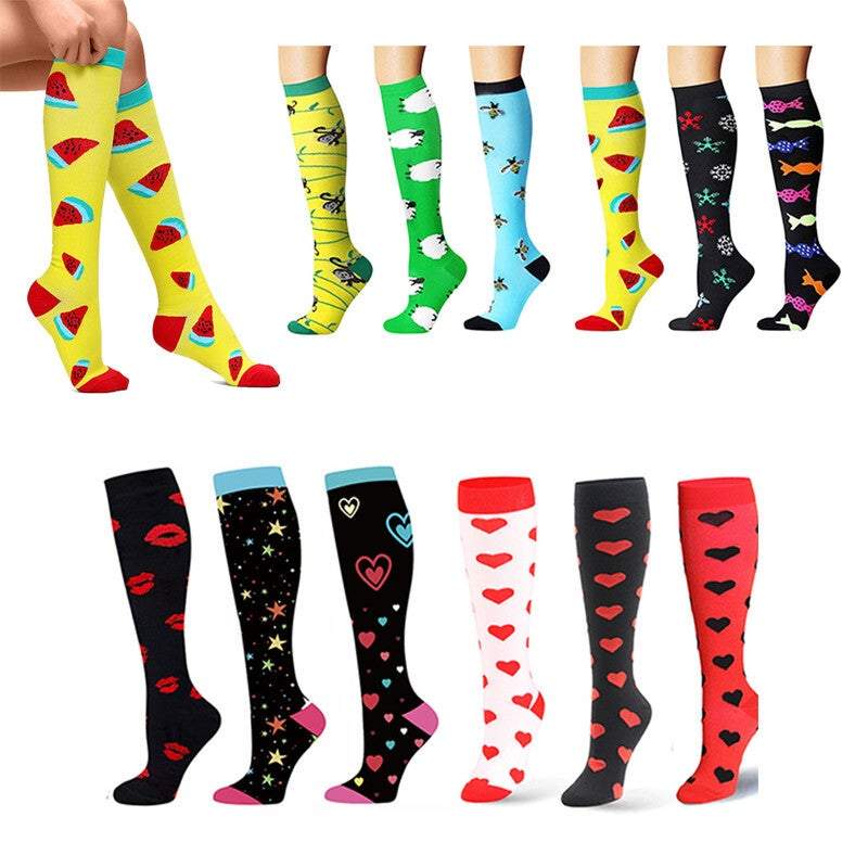 Socks Tights Unisex Printed Breathable Knee High Long Cute Compression