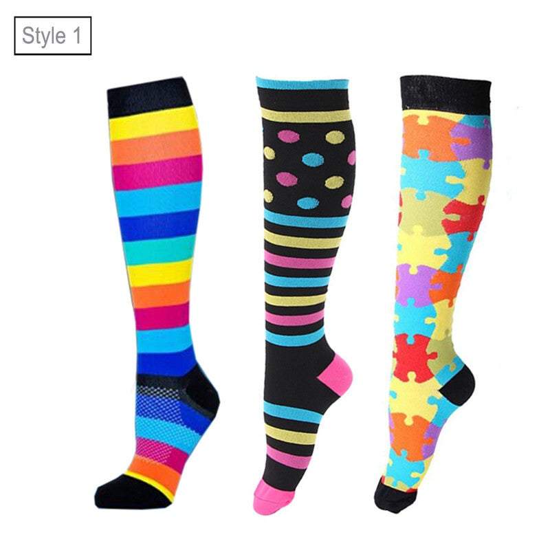 Socks Tights Unisex Printed Breathable Knee High Long Cute Compression