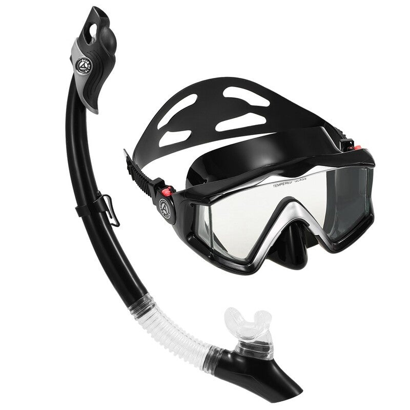 Three Window Panoramic Snorkeling Scuba Dive Mask Black2