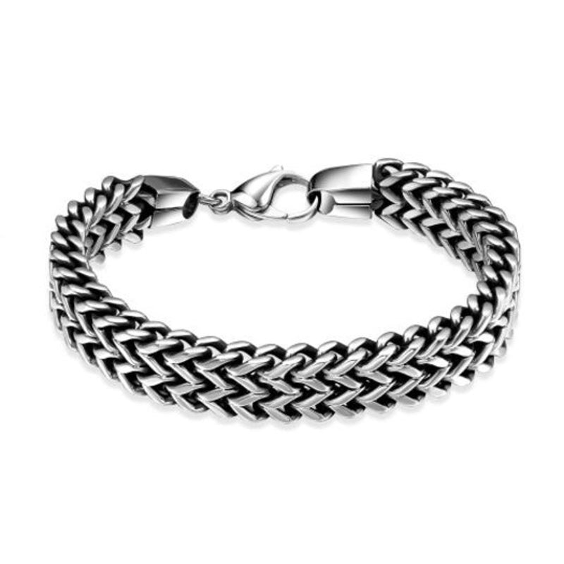 Veile Studios Titanium Steel Double Herringbone Bracelet Silver One Size