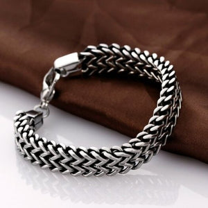 Veile Studios Titanium Steel Double Herringbone Bracelet Silver One Size