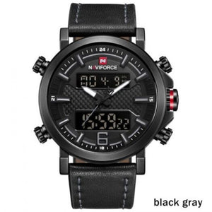 Top Luxury Brand Military Quartz Mens Watches Led Date Analog Digital Fashion Sport Clock Black Gray