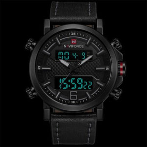 Top Luxury Brand Military Quartz Mens Watches Led Date Analog Digital Fashion Sport Clock Black Gray