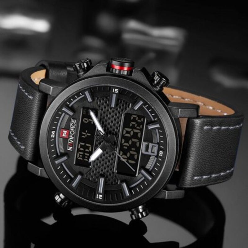 Top Luxury Brand Military Quartz Mens Watches Led Date Analog Digital Fashion Sport Clock Black Gray