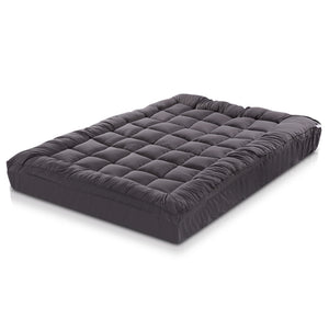 Giselle King Single Mattress Topper Pillowtop 1000Gsm Charcoal Microfibre Bamboo Fibre Filling Protector