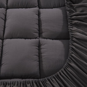 Giselle King Single Mattress Topper Pillowtop 1000Gsm Charcoal Microfibre Bamboo Fibre Filling Protector