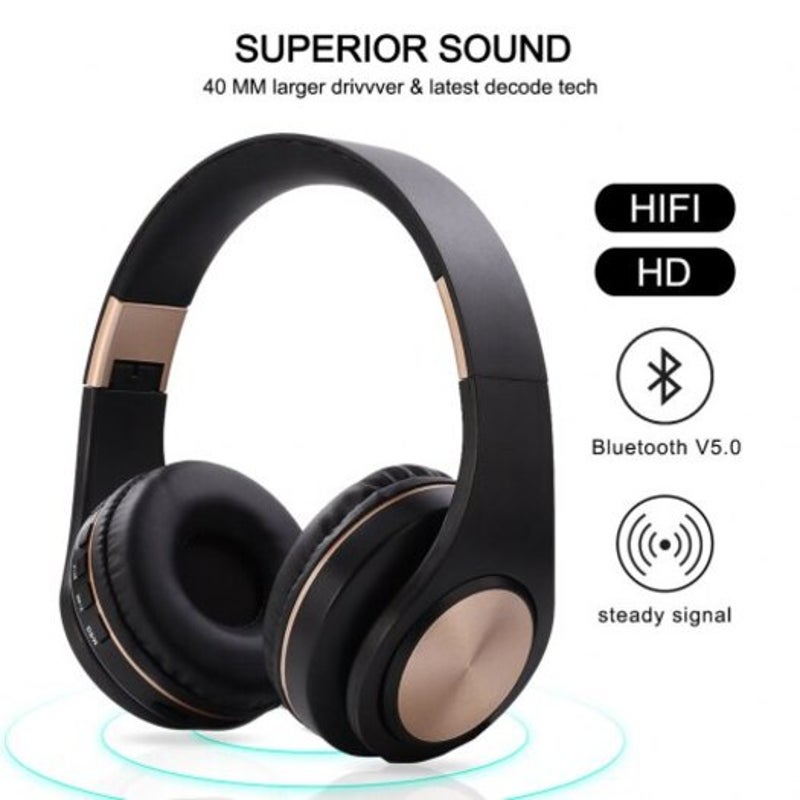 A1 Bluetooth 5.0 Wireless Headphone With Hd Mic Headset Support Tf Card Earphone For Phone Black