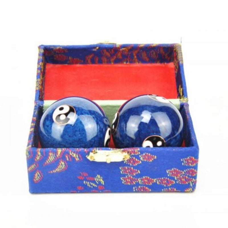 Traditional Chinese Health Exercise Stress Message Balls With Chime Improve Joints Blue