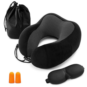 Travel Pillow Memory Foam Neck Black