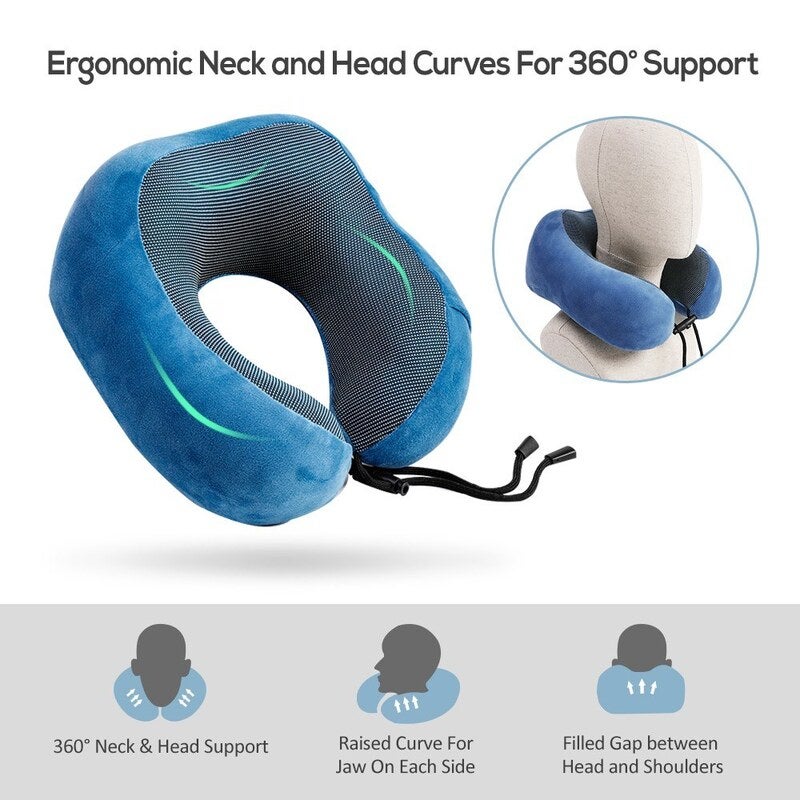 Travel Pillow Memory Foam Neck Black