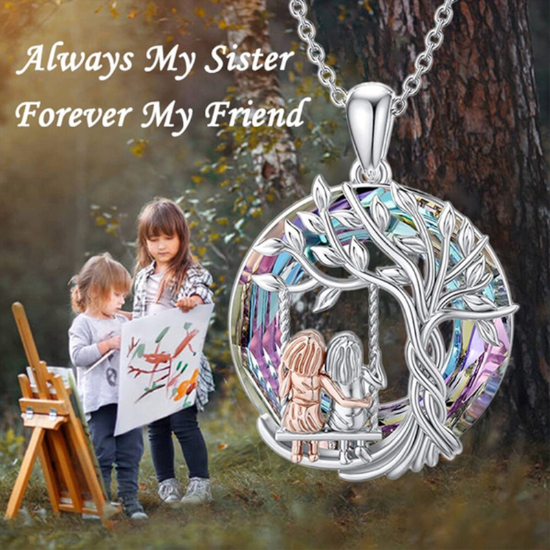 Tree Of Life Sisters On A Swing Necklaces