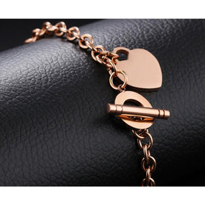 Veile Studios Trendy Cute Heart Tag Pendant Cable Chain Bracelet