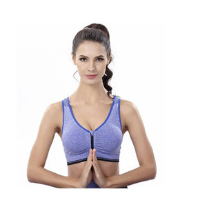 Trendy Zip Front Racerback Padded High Impact Active Bra Yoga