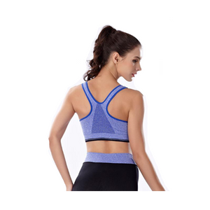 Trendy Zip Front Racerback Padded High Impact Active Bra Yoga