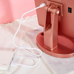 Pink Tri Fold Led Magnifying Makeup Mirror