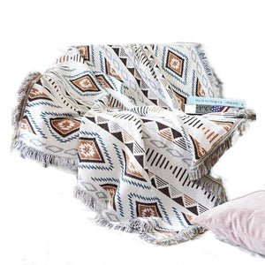 Tribal Moroccan Theme Reversible Fringe Blanket