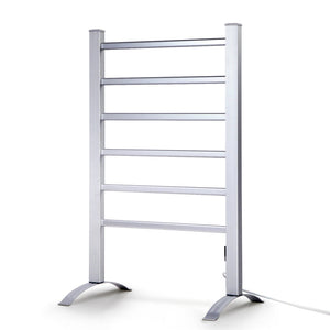 Devanti Electric Heated Towel Rail Rails Warmer Rack Aluminium 6 Bars