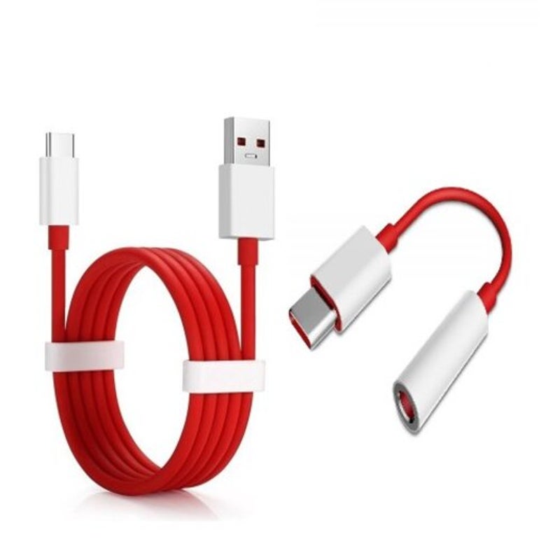 Type C To 3.5Mm Jack Audio Usb Quick Cable For Oneplus 7 Pro / 6T Red