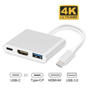 Type C To Usb 3.0 / Hdmi Female 4K Hub Adapter Silver