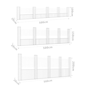 U-Shape Gabion Basket With 5 Posts Iron